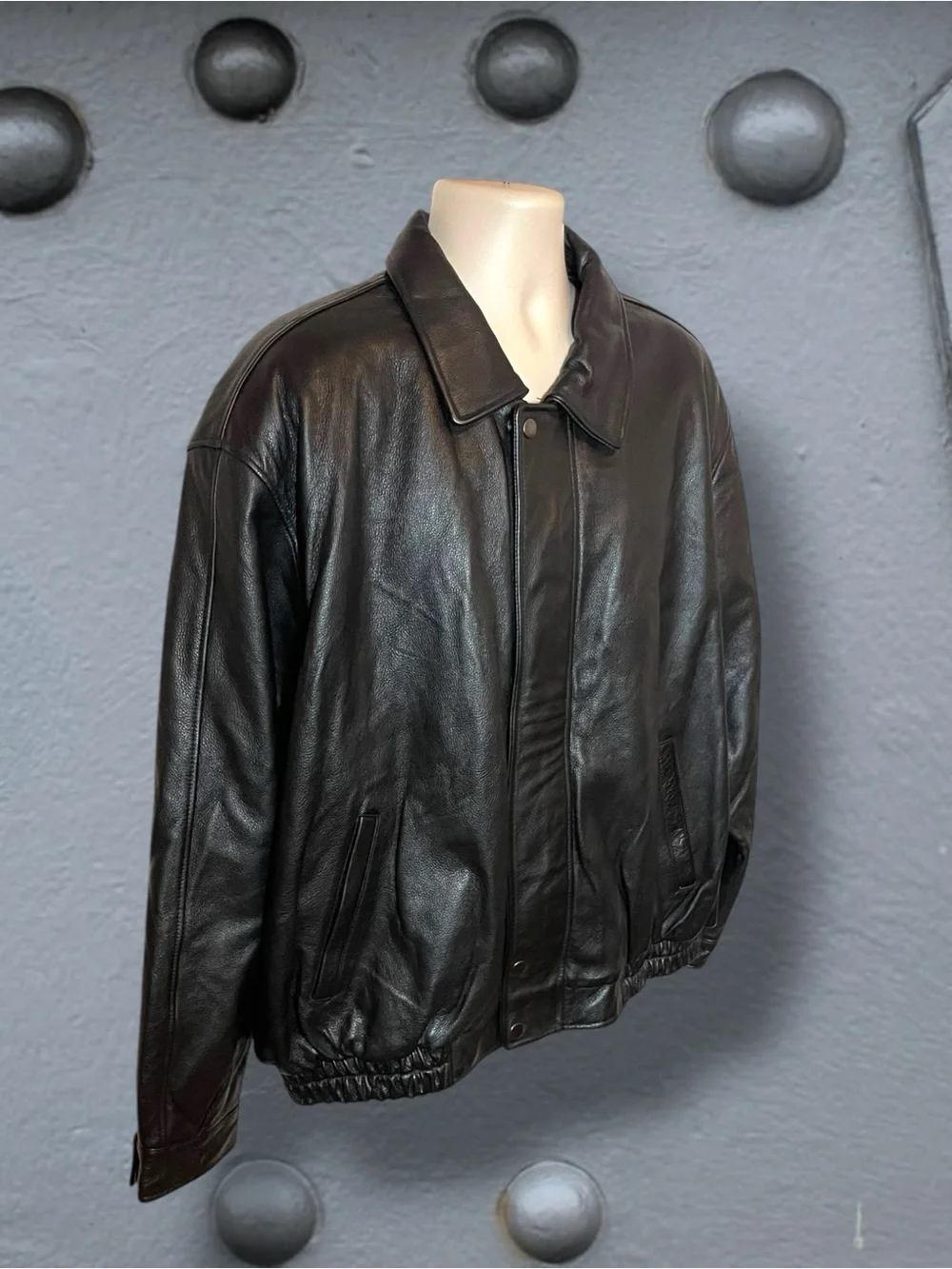 Hard Rock Cafe Houston   Embroidered Black Leather Bomber Jacket Men's Size XXL